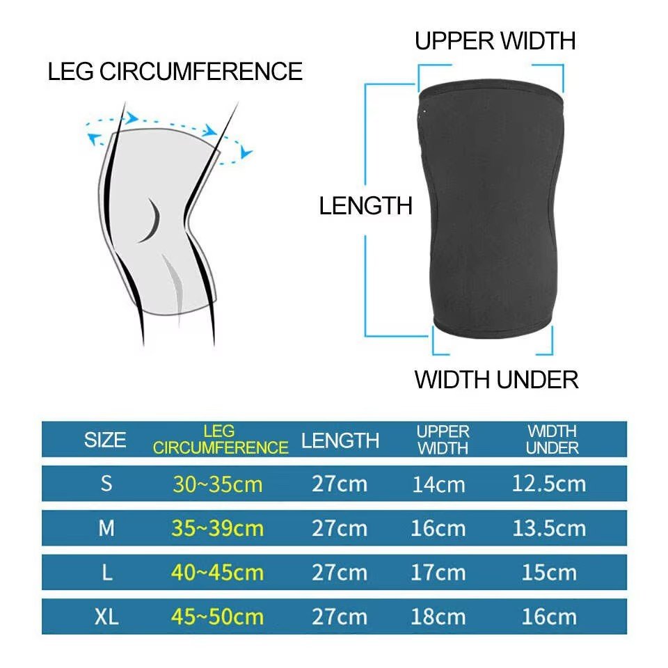 7mm knee sleeve size guide for gym users