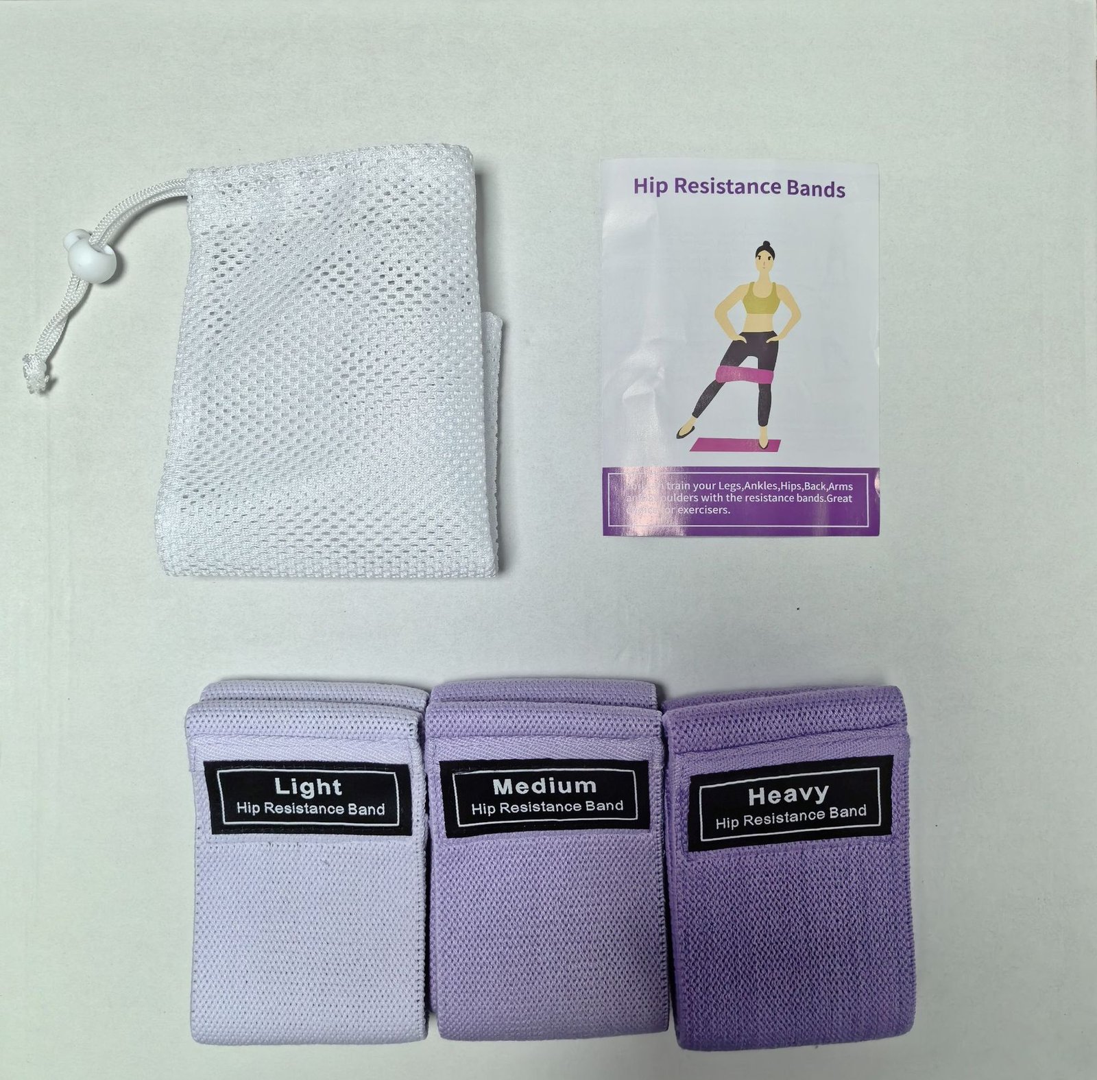 Purple set fabric resistance bands set