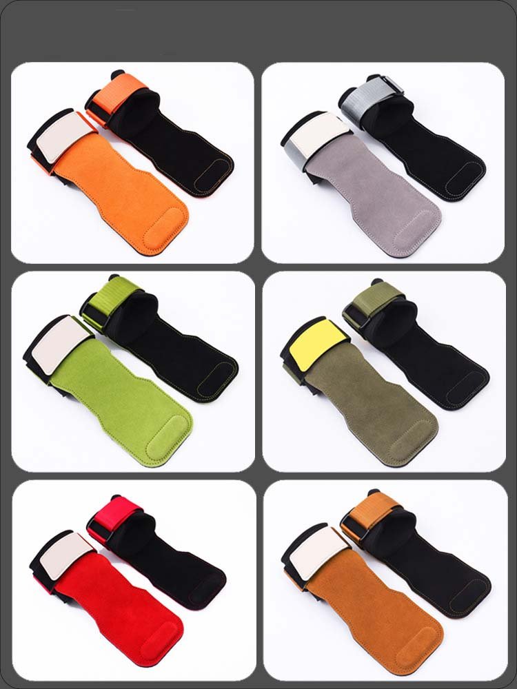 Custom leather anti slip gym grips available in multiple colors
