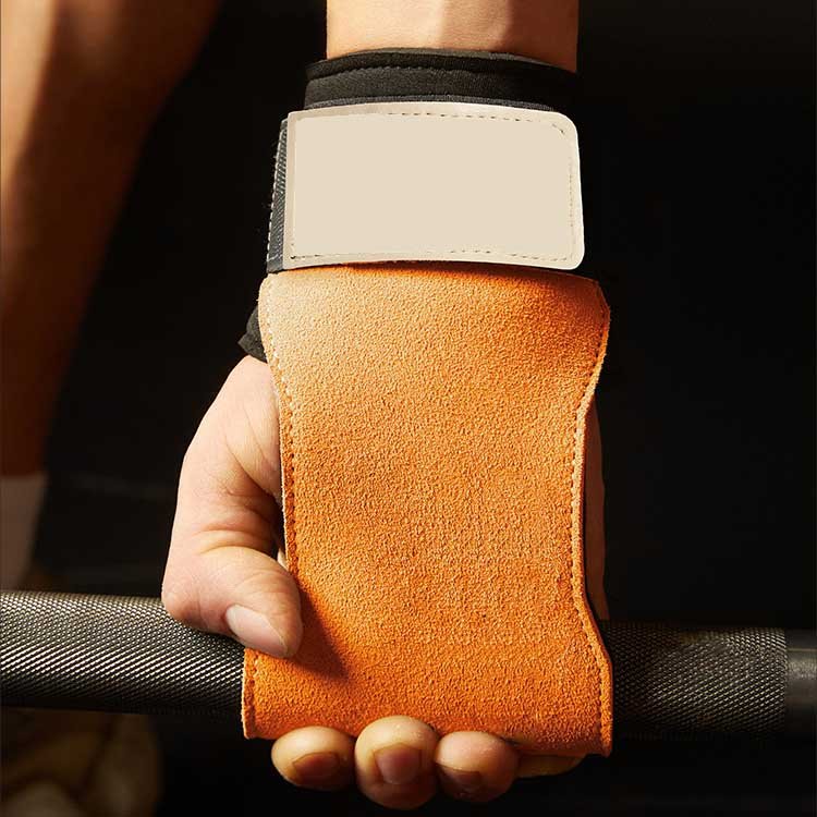Gym training with leather gym grips anti slip