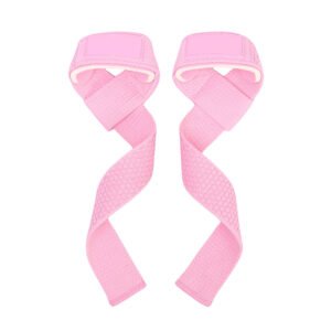 Pink color Weightlifting Straps with honeycomb anti slip