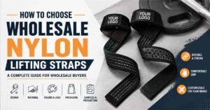 Wholesale nylon lifting straps with custom logo and silicone grip options